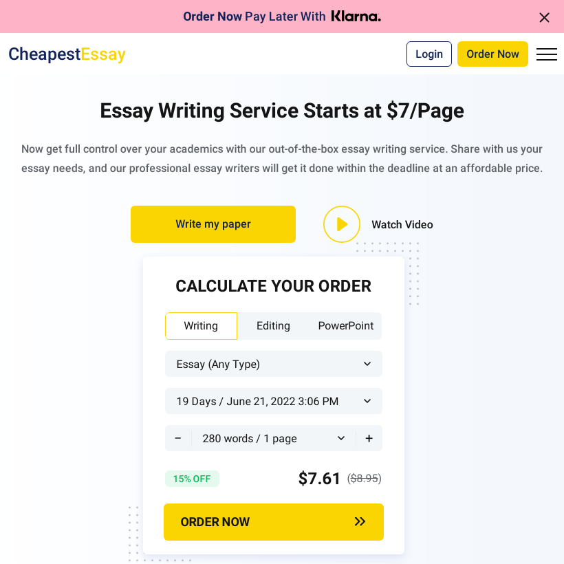 Cheapestessay.com a cheap essay writing service starts at $7/page